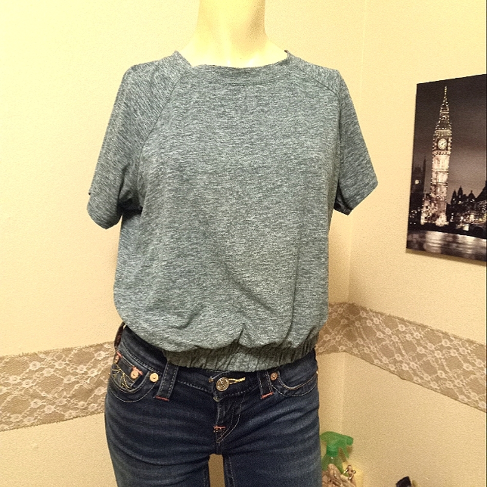 Blue elastic waist band top
